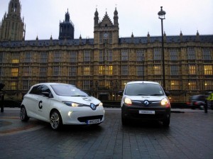 Renault ZOE and Kangoo were at Westminster for the launch of the GoUltraLow campaign (Image: Renault/Twitter)
